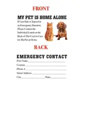 Custom Printed Pet Dog Cat Home Alone Emergency ID Wallet Medical Alert Cards