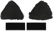 X AUTOHAUX Motorcycle Helmet Accessories Decoration 3D Kitten Ears for Motorcycle Bicycle Skiing Helmets Black Plush Stickers 1 Set