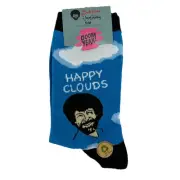 Blue Bob Ross Happy Clouds Crew Socks OOOH YEAH Women S/M Sock Size 9-11 NEW