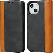 Cavor for iPhone 13 Mini Case,Premium Leather Folio Flip Wallet Case Cover Magnetic Closure Book Design with Kickstand Feature & Card Slots(5.4")-Black