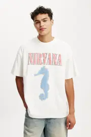 [Cotton On Men] Cotton On Men - Nirvana Box Fit T-Shirt - Lcn mt vintage white / nirvana - seahorse L LCN MT VINTAGE WHITE / NIRVANA - SEAHORSE