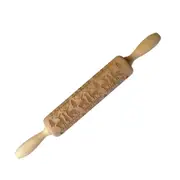 Embossed Wooden Rolling Pin with Christmas Elk Tree DIY Tool for Baking Cookies Kitchen -Elk