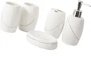 LAPYAPPE 5pc Personal Washing Cup Set Toothbrush Storage Rack Soap Plate Lotion Sub Bottle
