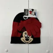 Disney Minnie Mouse Beanie Set-Knit Hat&Gloves BY BERKSHIRE Girls One Size NEW