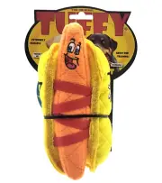 Tuffy Funny Food Hot Dog Floating Squeaky Interactive Tug & Shake Dog Toy