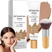BB Tinted Care Primer with Brush,BB Cream Tinted Moisturizer with Broad Spectrum,BB Tinted Moisturizer,Hydrates & Smooths Your Skin,Brightens,Suitable for women (Wheat, 1Pcs)