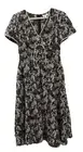 Unique Vintage Black & Ivory Floral Petula Swing Dress Sz Medium (6-8) NWT