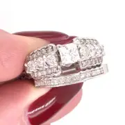 1.50ct Princess Cut Diamond Wedding Set in 14k White Gold