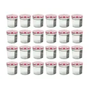 24PK Glass & Co Cleo Glass Jar Container w/ Checked Lid Clear/Red 110ml