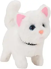 Perfeclan Plush Electronic Cat Toy Stuffed Animal Robot Interactive Cat Walking Toy for New Year Gifts Kids Toys Toddler Boys Girls - White
