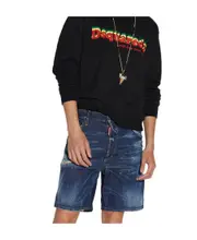 Dsquared2 Paint Splatter Effect Denim Shorts IT50,IT56,IT44,IT54,IT42,IT48,IT46 Black