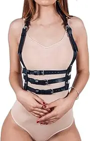 [ZddLLFFF] Women Rave Body Chest Harness Waist Belt Caged Bra Festival Dance Club Party