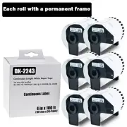 6Rolls 101mm x 30.4m Continuous Shipping Labels DK-2243 Fit Brother QL-1060N lot