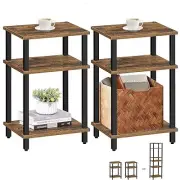Set of 2 End Table, Side Table, Nightstand, 3-Tier Storage Shelf, Couch Table