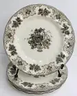 4 Salad Dessert Side Plate Scalloped Palate & Plate Victorian Brown Rose 7.75”