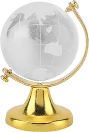 Earth Crystal Ball, Crystal Decor Ball, Stand Glass Sphere Display Globe Ball Decor for Home Office Desk Unique Kids(Gold)