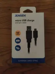 Micro USB Charger and Sync Cable Jensen 10 Feet