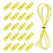 25 Pcs Double Hole Cord Locks with Elastic Cord, Yellow