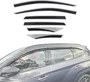 AUSGO Weathershields Compatible with Hyundai Tucson 2021-Onwards, Injection Stainless Trim Weather Shields Window Visors Wind Deflectors Sun Rain Guard 6PCS Set