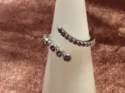 Bomb Party Flow My Own Way Purple Topaz & Amethyst CZ Rhodium Ring SZ 5 7029