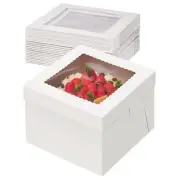 15 Pack Cake Boxes, 12x12x8in Square Cardboard Bakery Boxes with Window