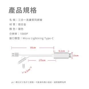 【JHS】三合一手機轉HDMI影音傳輸線 手機轉電視 HDMI同屏線1080P高畫質 iOS/Type-C/Micro