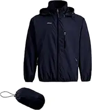[Spmor] Men's Lightweight Waterproof Jacket Packable Windbreaker Running Coat