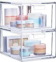 2-Pack Premium Quality Stackable Cosmetic Storage and Makeup Palette Organizer Drawers | Audrey Collection