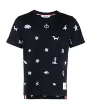 Thom Browne Jersey Nautical Short Sleeve T-Shirt 1,2,3,4,5 navy blue