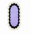 Hand-Tufted Wool Rug Lavender Black Cream Oval Retro Style Scalloped Edge Modern