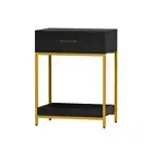 NNEDSZ Bedside Table Drawers Side Table Shelf Storage Nightstand Black MASON