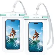Lamicall Waterproof Phone Pouch Case - [2 Pack][Easy Lock & Heavy Duty] IPX8 Water Proof Cell Phone Dry Bag for iPhone 16 Pro Max 15 14 Plus 13 12 Mini 11 XS XR X, S22 S21, 4-7" Cellphones, White