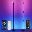 Corner Floor Lamp - 2 Pack Black RGB LED Floor Lamp with Music Sync and 16 Milli