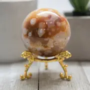 Flower Agate Egg Sphere - Natural Pink Red Cherry Blossom Stone Crystal #FAS80