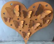 Decorative Garden Metal Fence Screen 'HEART SHAPED BUTTERFLY' corten