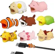 8pcs Silicone Animal Shape Data Cable Protective Case Charging Cable Bite Sleeve USB Charging Cable Protective Cover