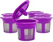 zolyet Coffee Capsules Cup Refillable Reusable Coffee Capsule Pods Integrated Design Stainl Steel Mesh Strainer Replaceme for 2.0 and 1.0 with Brush& Spoon 8-Pack Purple 6 PCS