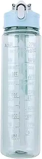Generic 800ml Sports Water Bottle with Straw & Handle Portable Drinking Cup Large Capacity Motivational Drinking Bottle for Outdoor Sports