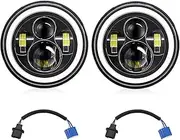 Car LED Headlight Motorcycle LED Headlamp 7'' DOT Round Headlight with Hi Low Beam Turn Signal Light for Jeeep Wrangler JK LJ CJ Hummers H1 H2 Miata Defender (2Pcs & 140W)