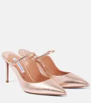[Aquazzura] Aquazzura Bellezza 85 metallic leather mules AU 7 pink