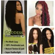 Goddess Faux Locks, 18” Black Urban Pre-Made Crochet Loops 100% Handmade lock