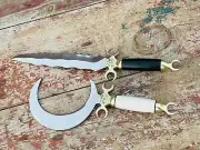 Druid's Crescent Moon Boline with Bone Handle for Ritual Work, Wicca, Witchcraft