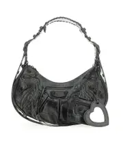 Balenciaga Le Cagole Small Shoulder Bag Crocodile Embossed Black