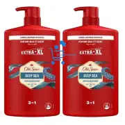 2 x 1L Old Spice Deep Sea Shower Gel & Shampoo 3 in 1 Hair / Face & Body Wash