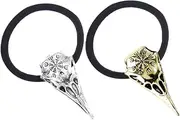 VINTORKY Elegant Victorian Skull Photo Booth Props 2 Pack of Stretchy Elastic Hair Ties for Women