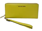 Michael Kors Continental Wallet Wristlet Sunshine Yellow Leather 35T7GTVE7L FS Y