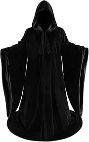 [AGCOAH] Adult Wizard Robe Warlock Cloak Costume with Sleeves Satin Robe with Hood Halloween
