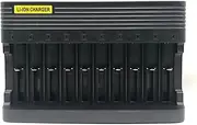 DC 4.2V/6000mA Li-ion Smart Battery Charger 10 Slots with Cable for 26650 18650 16340 14500 17500 3.7V Li-Ion Cell