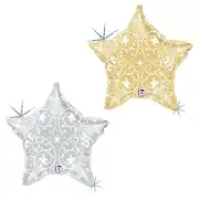 Silver & Golden Star Shaped Foil Balloons Birthday Party Decoration | Christmas
