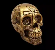 Egyptian Skull Head Egyptian Sculpture, Engraved Figurine DOD Statue
